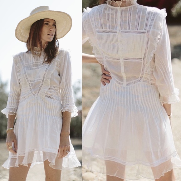 Doen Dresses & Skirts - Doen Paix Ruffle Cottagecore Farmhouse Mini Long Sleeve Dress